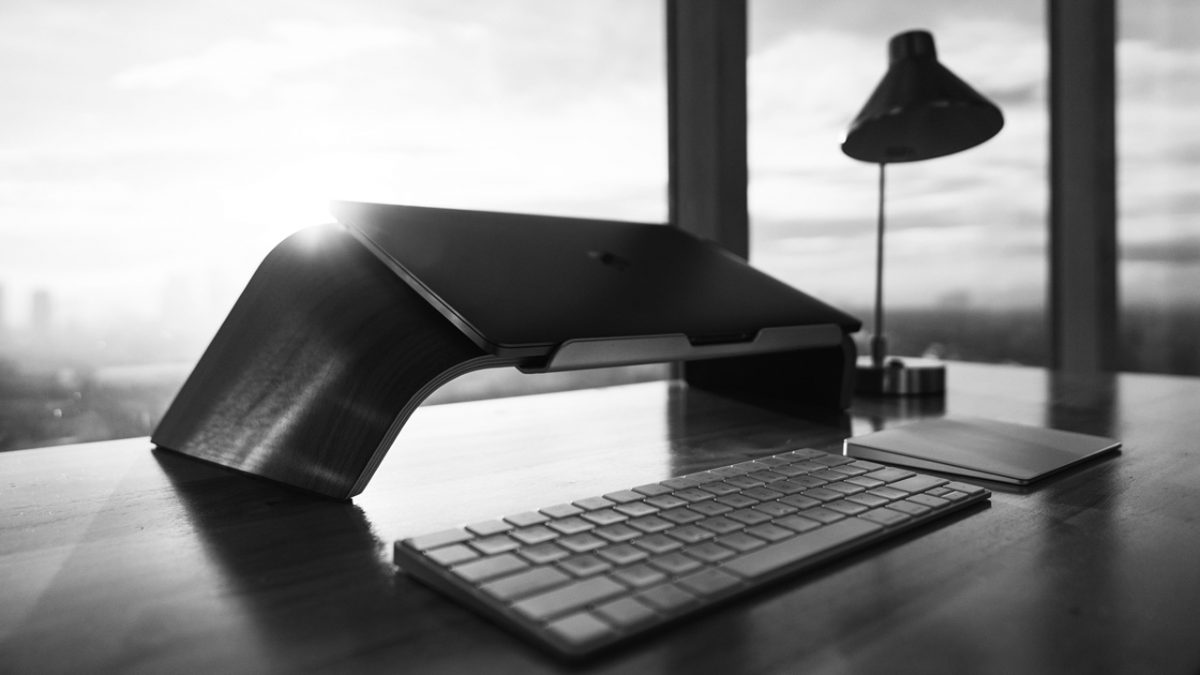 Mordern office overlooking city skyline